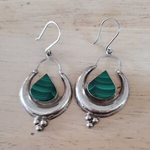 Malachite and Silver Earrings